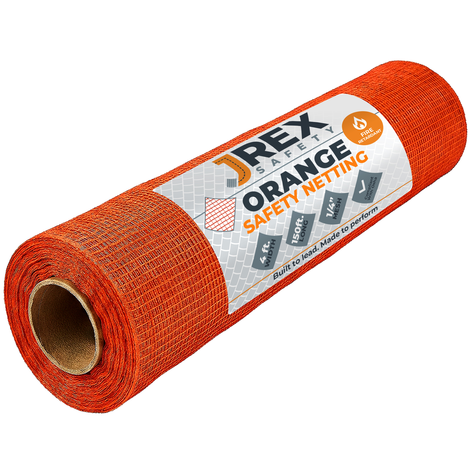 JREX 4' x 150' HD Safety Debris Netting - 1/4" Mesh - Fire Retardant - Orange